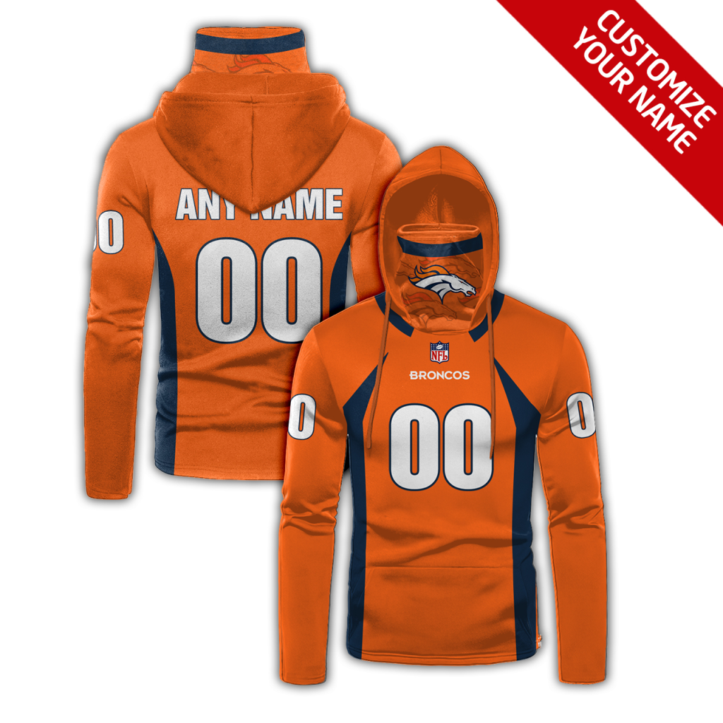 Men's Denver Broncos 2020 Orange Customize Hoodie Mask